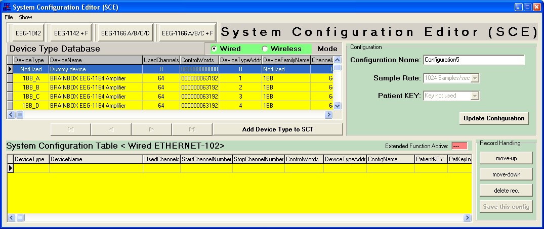 System Configuration Editor screen